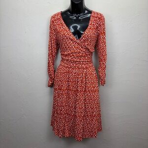 Maeve Anthropologie Womens Midi Wrap Style Dress Red Aztec Boho Southwestern